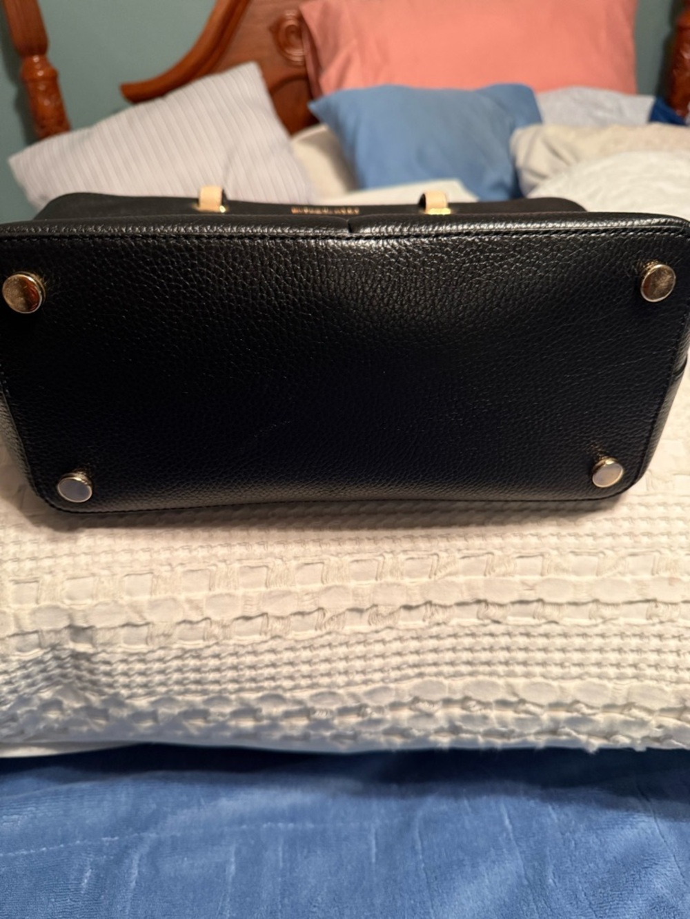 Michael Kors Black Leather Tote with Beige Handles - Picture 5 of 8
